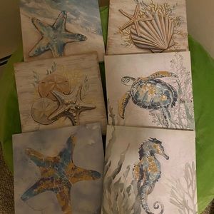 6 ocean themed canvas hangings